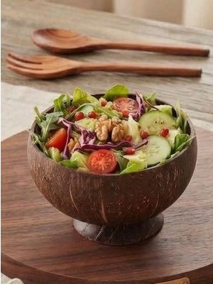 Tolu Gerçek Hindistan Cevizi Kase- 1 Adet Kase & Çerezlik – Smoothie Bowl Coconut El Yapımı Klasik Sunum Kabı