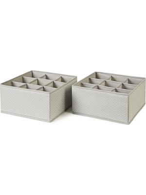 aklow akyoleticaret 2'li Petek Çekmece Düzenleyici Kutu Seti, 9 Bölmeli, Gri Balıksırtı, 28 x 28 x 13 cm