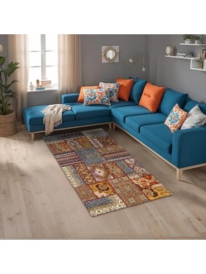 aklow akyoleticaret Tona Kadife Kaymayı Önleyici Pamuk Tabanlı Yıkanabilir Antibakteriyel Salon Halısı 100X150