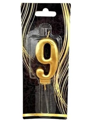 Şanal Mum 9 Yaş Happy Yazılı Altın 1 Adet