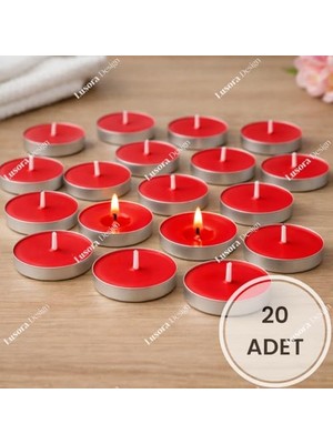 aklow akyoleticaret Kırmızı Tealight Mum, Küçük Yuvarlak Yer ve Masa Mumu, 20 Adet