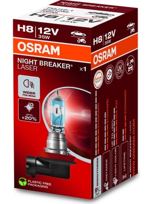 Şanal Osram Ampul 12V H8 35W Night Breaker Laser% 150 Güçlü% 20 Beyaz Işık 64212NL