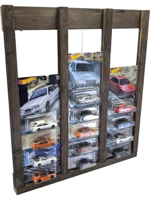 aklow akyoleticaret Premium Kart Sergileme Standı; Kartonet Doğal Ahşap Sergileme Vitrini, Oyuncak Araba Rafı-Ceviz