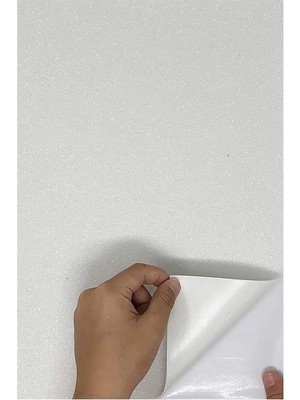 aklow akyoleticaret Beyaz Yapışkanlı Simli Eva, 50X70 Cm, 1 Adet