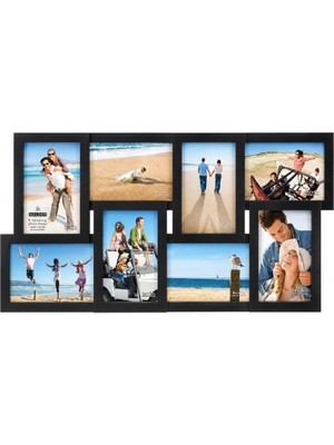 aklow akyoleticaret Siyah 8 Açılışlı 4x6 Kolaj Fotoğraf Çerçevesi