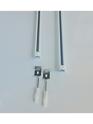 aklow akyoleticaret Tek Kanallı Beyaz Alüminyum Ray (Tekli Korniş) + Metal Portray (280 Cm)