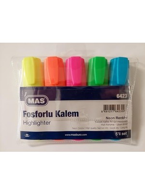 aklow akyoleticaret Fosforlu Kalem, 5'li Plastik Ambalaj