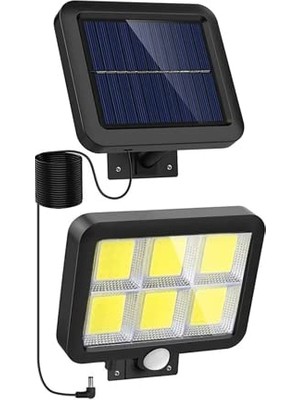 aklow akyoleticaret Açık Güneş Lambası 120LED 260LM + Fotovoltaik Panel. 4m Kablo ile Ayrı Yapı. Dış Aydınlatma Için Hareket Sensörlü Solar Lamba