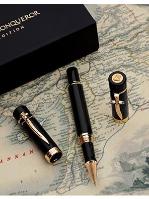 aklow akyoleticaret Piguet Genève – Lüks ve Ergonomik Dolma Kalem & Tükenmez Kalem – Fatih Sultan Mehmed Özel Seri – Alman M Uç, Altın Kaplama – Evrensel Refill, Premium Hediye Kutulu (Tükenmez Kalem)