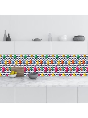 aklow akyoleticaret Mutfak Tezgah Arası Folyo Fayans Kaplama Folyosu Renkli Yıldızlar 60X100 cm