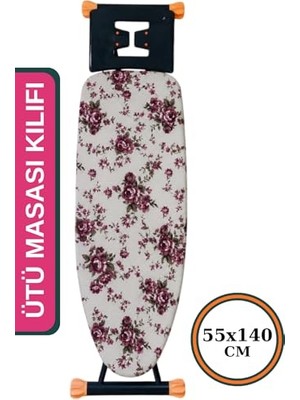 aklow akyoleticaret Asev Home Ütü Masası Kılıfı Keçeli Ipli Stoperli Büyük Boy 55X140 cm Çıtır Çiçek