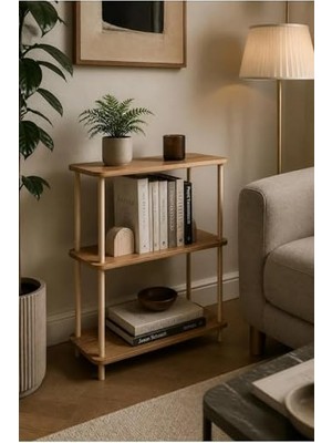 aklow akyoleticaret Düzenleyici, Modern Minimalist 3 Raflı Kitaplık Ahşap Ayaklı Çok Amaçlı Dekoratif Salon Ofis Raf (Atlantik Çam)