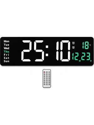 aklow akyoleticaret Kumandalı LED Dijital Duvar Saati Büyük Ekran 39 Cm, Geri Sayım Timer, Çift Alarm, Sıcaklık & Tarih Göstergeli, Duvara Monte & Masaüstü Kullanım