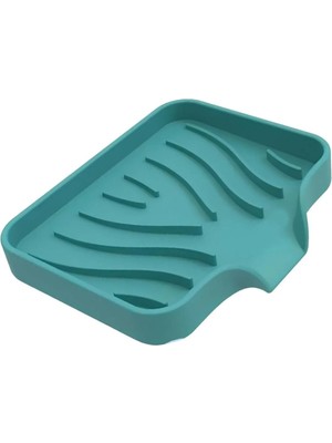 Şanal Tineke Silikon Mutfak, Banyo Su Giderli Vantuzlu Esnek Sabunluk Turkuaz Renk