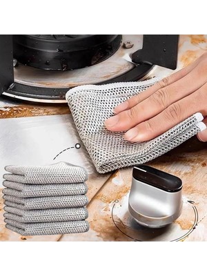Şanal Çizilmez Naylon Tel Bulaşık Bezi – 20X20 Cm, Islak ve Kuru Kullanım, Tencere Tava Tezgah Yağ Temizleyici, Hassas Yüzeyler Için Çizmez Temizlik Süngeri, Alüminyum Görünümlü (1 Adet)