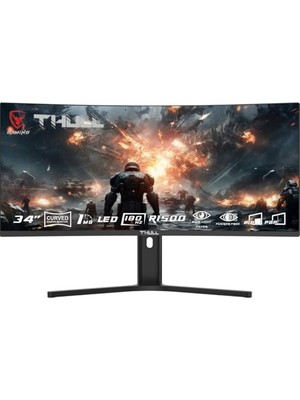 aklow akyoleticaret TJ-WQHD34C-180 Vision 34 1ms 180Hz Wqhd (2xhdmı+2xdp) Va Frameless Curved Gaming Monitör