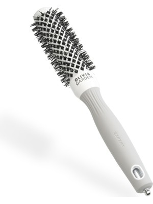 Şanal Olivia Garden Expert Blowout Shine – Beyaz & Gri - 25 - Yuvarlak, Antistatik Seramik Fırça, Parlak ve Elektriklenmeden Patlamalar Için