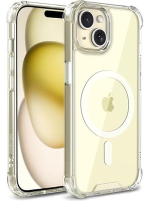 aklow akyoleticaret iPhone 15 Uyumlu Magshield Magsafe Hybrid Kılıf; Köşe Koruması, Manyetik Çember ve Şeffaf Görünüm