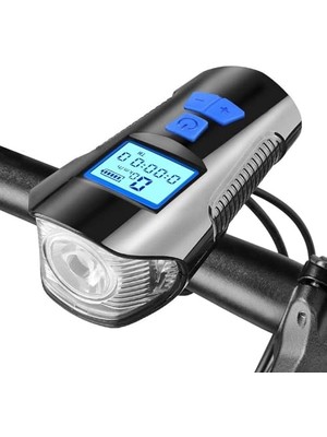 aklow akyoleticaret Bisiklet LCD Hız Gösterge Km Ekranı Su Geçirmez Şarjlı LED Işık 4 Mod Işık Korna 6 Mod Ses 3 In 1