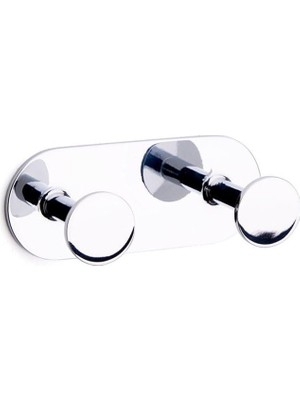 Şanal System Bobo Duvara Monte Yapışkanlı Ikili Askılık Krom Renk 45X46X110 mm