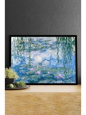 aklow akyoleticaret (PSTER14837) Water Lilies, Nilüfer Claude Monet Sanatsal Çerçeveli Tablo 21 x 30
