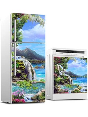aklow akyoleticaret Göl ve Çiçek Desenli Beyaz Eşya Sticker Kaplaması