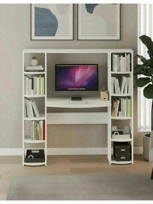 Treeandtech Stella Kitaplıklı Çalışma Masası 10 Raflı