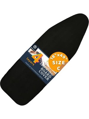 aklow akyoleticaret 4 Katmanlı Ütü Masası Kılıfı; Ütü Masası Örtüsü, Ütü Masası Bezi, Silikon Kaplı Isı Dayanıklı 55X135 cm Siyah Renk
