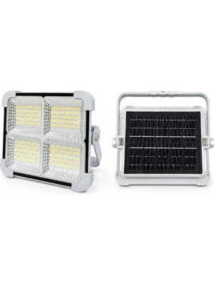 aklow akyoleticaret 200W Solar LED Projektör, 3 Renk Işık Modlu, Şarjlı, USB Girişli, IP44