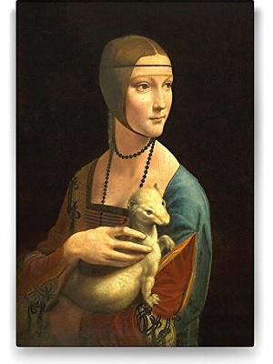 aklow akyoleticaret Leonardo Da Vinci Erminli Kadın Reprodüksiyon Tablo, 40X60 cm
