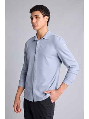 Defacto Uzun Kol Erkek Gömlek F8642AX/BE830 Dull Blue