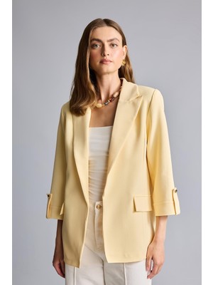 Defacto Oversize Basic Blazer Ceket - Açık Sarı