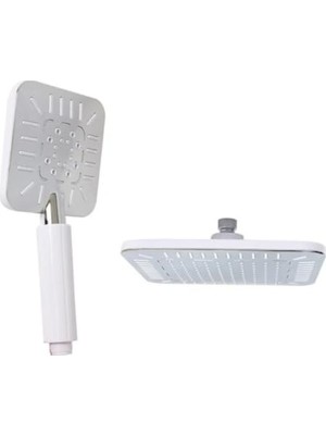 aklow akyoleticaret Tepe Yağmurlama Duş Başlığı ve El Duş Seti (Sadece Tepe Başlık ve El Duşu) Ikili Set (Labirent Beyaz Set)