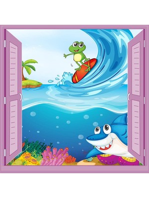 Şanal Çocuk Odası Bebek Odası Pencere Poster Duvar Kağıdı Deniz