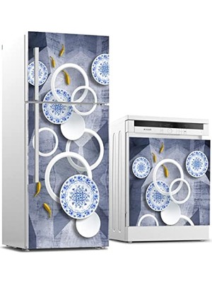 aklow akyoleticaret Mavi Süsleme Desenli Beyaz Eşya Sticker Kaplaması