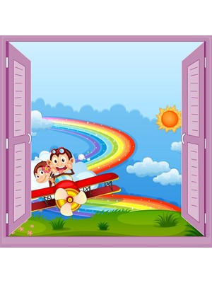 Şanal Çocuk Odası Bebek Odası Pencere Poster Duvar Kağıdı Uçak