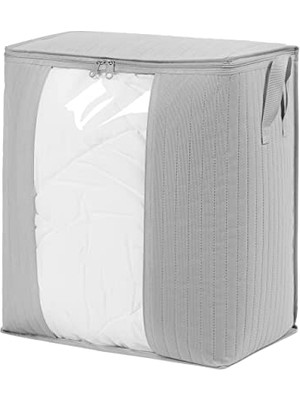 aklow akyoleticaret Gri Kapitone Hurç, Pvc Pencereli, 45 x 30 x 50 cm