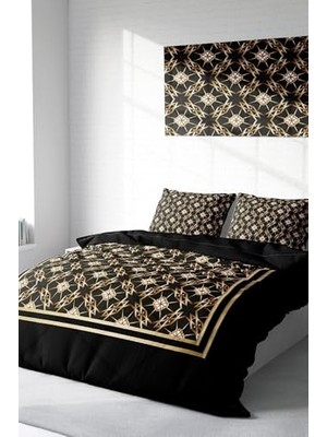 aklow akyoleticaret Çift Kişilik Özel Dokuma Pamuk Saten 3D Digital Gold Deco, MONOHOME17149HF