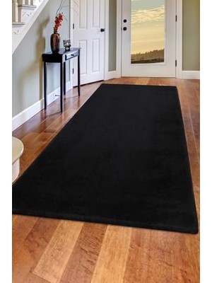 aklow akyoleticaret Siyah Post Dokuma Halı Peluş Yumuşacık Kaymaz Antibakteriye; Siyah-Lacivert, 80X150