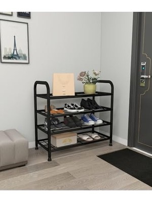 aklow akyoleticaret Çağla 4 Katlı Metal Ayakkabılık ve Çok Amaçlı Raf Düzenleyici