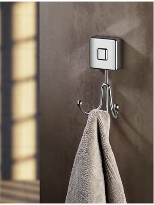 aklow akyoleticaret Banyo Boy Havlusu Bornoz Askılığı Yapışkanlı Paslanmaz 2'li Duvara Monte Bornoz Askısı Bornozluk