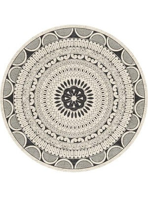 aklow akyoleticaret Marena Kadife Kaymaz Pamuk Tabanlı Yıkanabilir Antibakteriyel Yuvarlak Salon Halısı 140X140