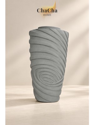 ChaCha Home 32 cm Spiral Dokulu Dekoratif Seramik Vazo Modern Salon Konsol Vazosu