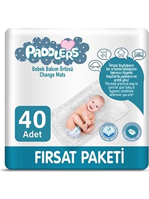 aklow akyoleticaret Bebek Bakım Örtüsü, 60 x 60 Cm, 40 Adet (4 x 10), Alt Açma ve Yatak Koruyucu