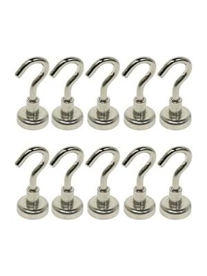 aklow akyoleticaret 10 Adet 16 mm Pot Mıknatıs, Güçlü Neodyum Askı Kanca Mıknatıs, 10'lu Paket, N35