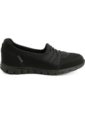 King Paolo Sneaker Tekstil Yürüyüş Kadın Streç Ayakkabı KP6104 Siyah