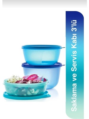 Şanal Tupperware 3`lü Saklama ve Servis Kapları 1 Lt - 1,5 Lt, 2 Lt