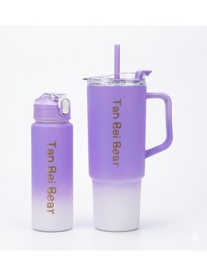 Şanal 2’li Matara ve Pipetli Mug Bardak Seti – 900 ml Spor Suluk + 1500 ml Pipetli Termal Mug Bardak, Günlük Kullanım Için Içecek Seti