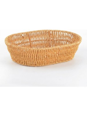 Şanal Deconox El Yapımı Doğal Hasır Sepet - Oval Çok Amaçlı Ekmeklik ve Düzenleyici (20,5 x 20,5 x 7 Cm)