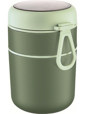Şanal 304 Çelik Çift Katlı 680 ml Yeşil Yemek Mama Saklama Kabı (Sıcak Tutmaz) MT249YS